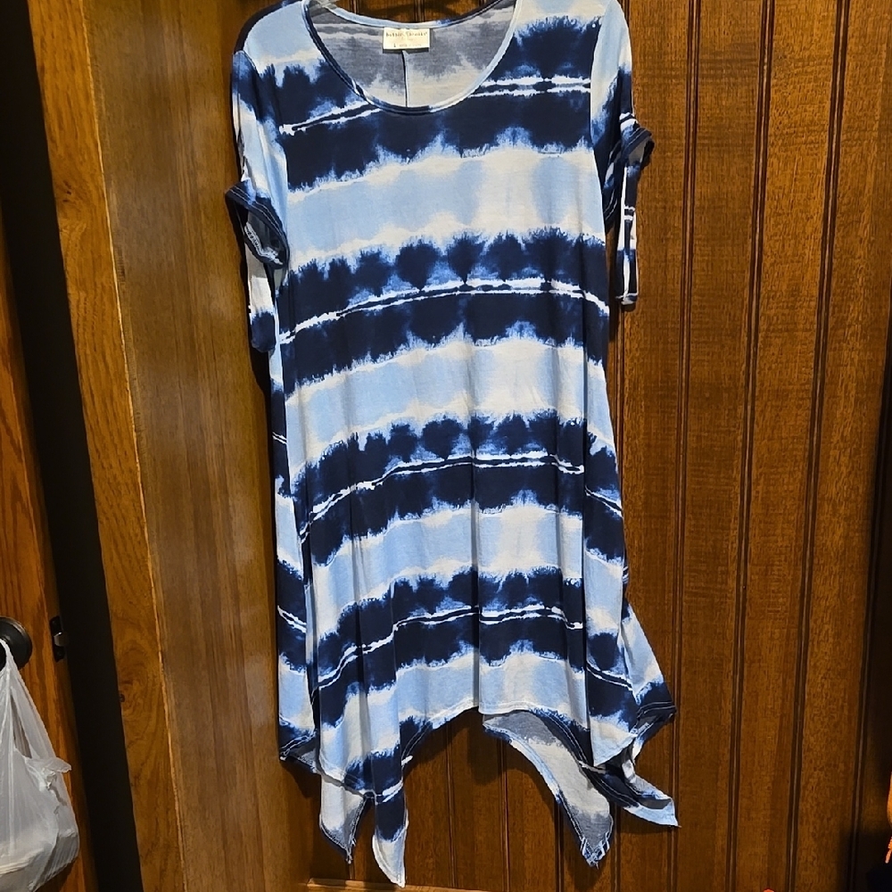 Blue and White Tie-Dye Dress